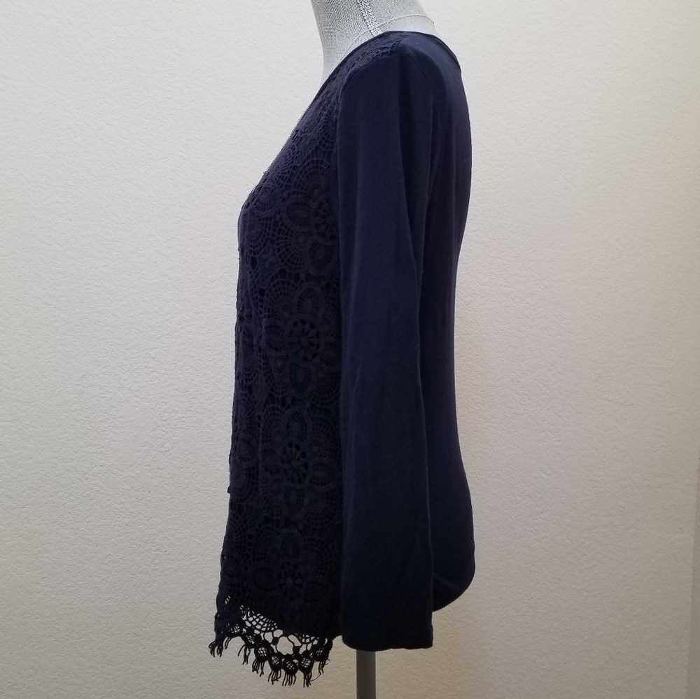 EUC J. Crew Blue Lace Front T-Shirt - Picture 4 of 5